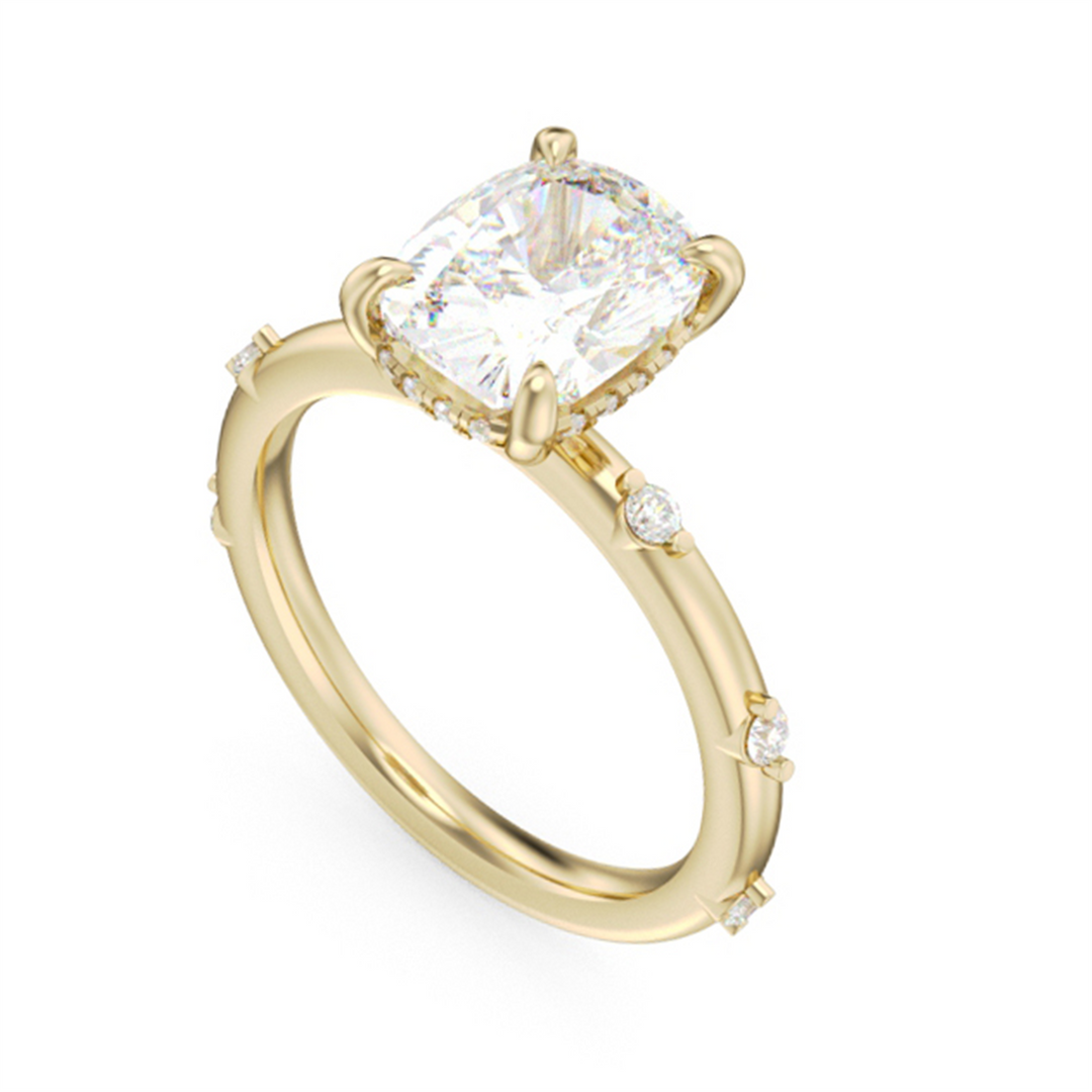 Yellow Gold Modern Diamond Engagement Ring Semi-Mount
Fits Centre: 2.