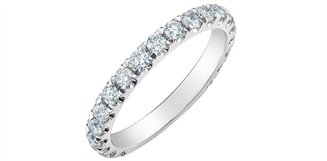 Lady's 14K White Gold Prong Set Lab Diamonds Band
Diamond Shape: Round