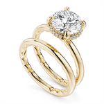 Load image into Gallery viewer, 14K Yellow Gold Hidden Halo Diamond Engagement Ring Semi-Mount
Fits C