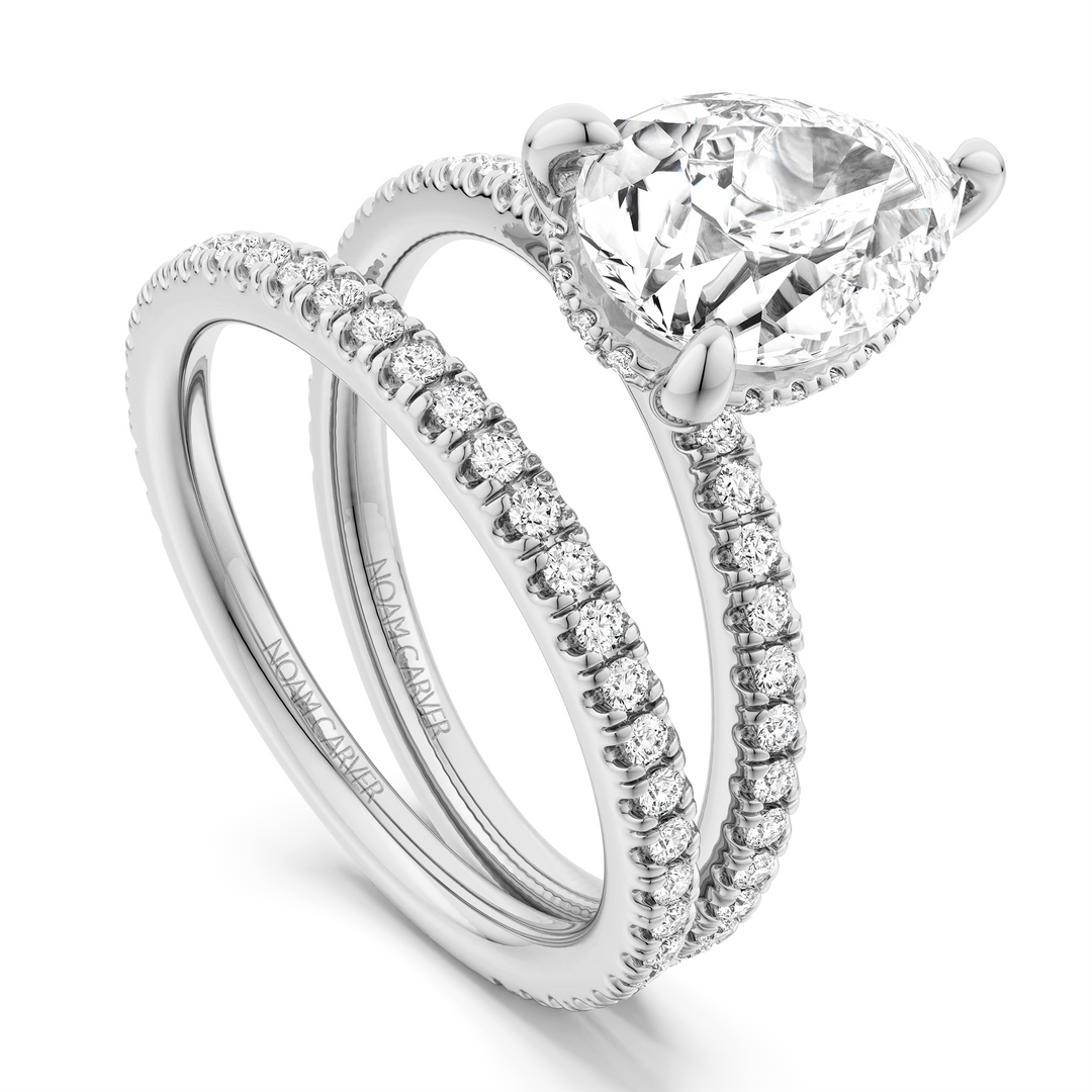 White Gold Side Stones Diamond Engagement Ring Semi-Mount
Fits Centre
