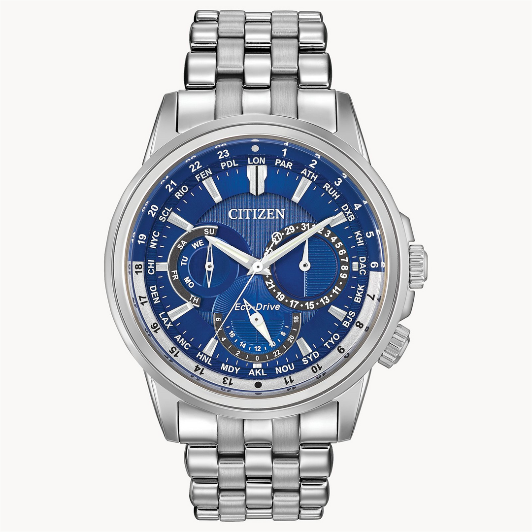 CITIZEN Men's Stainless Steel Eco-Drive Dress Watch with Blue Dial