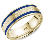 Load image into Gallery viewer, Men's Yellow Gold Flat Band with Diamond Brushed Finish and Enamel Inl