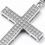 Load image into Gallery viewer, White Sterling Silver Cross Religious Pendant with Lab Diamond 
Lengt