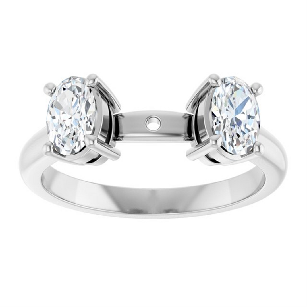 White Gold 3 Stone Diamond Semi-Mount