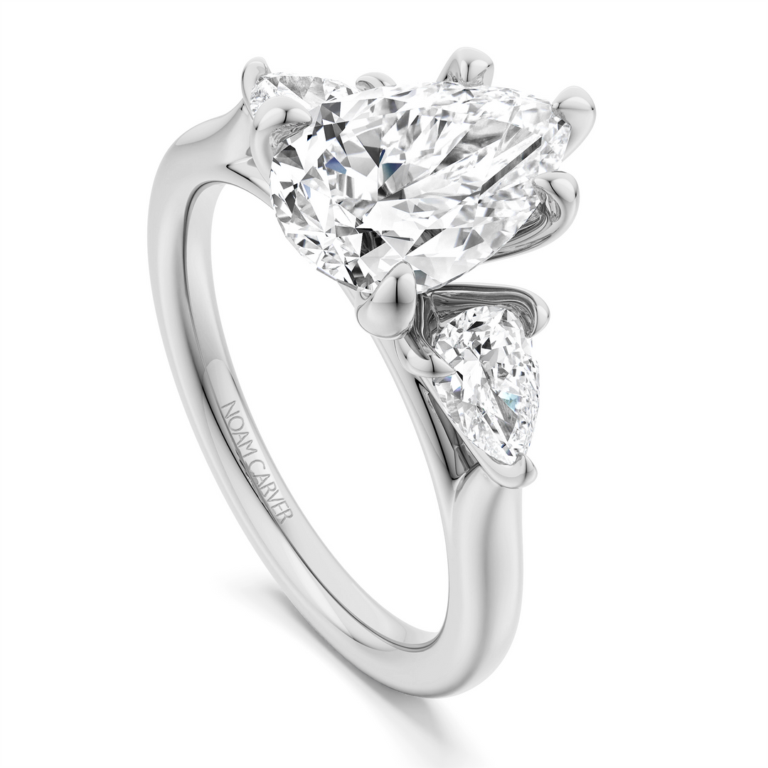 White Gold 3 Stone Diamond Engagement Ring Semi-Mount
Fits Centre: 2.