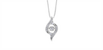 Load image into Gallery viewer, 10K White Gold Diamond Swirl Polished Dancing Stone Pendant Necklace