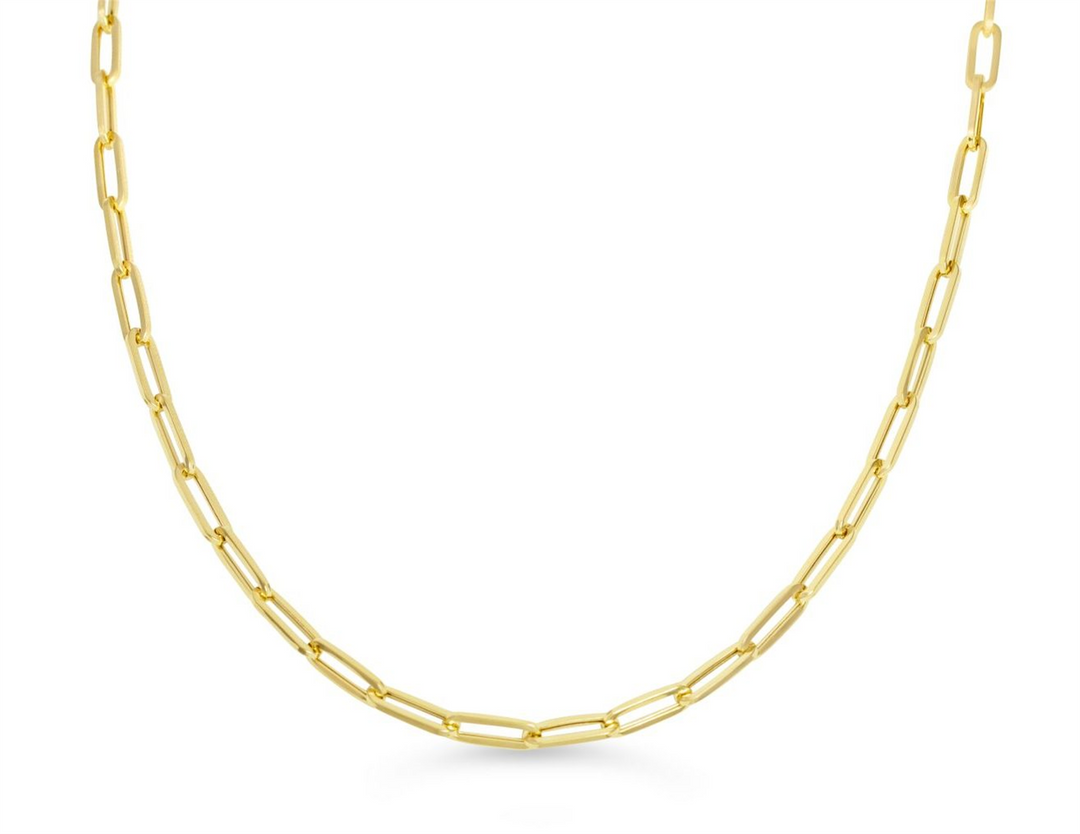 10K Yellow Gold Hollow Paperclip Chain 
Length: 18"
Width: 3.9mm
Fi