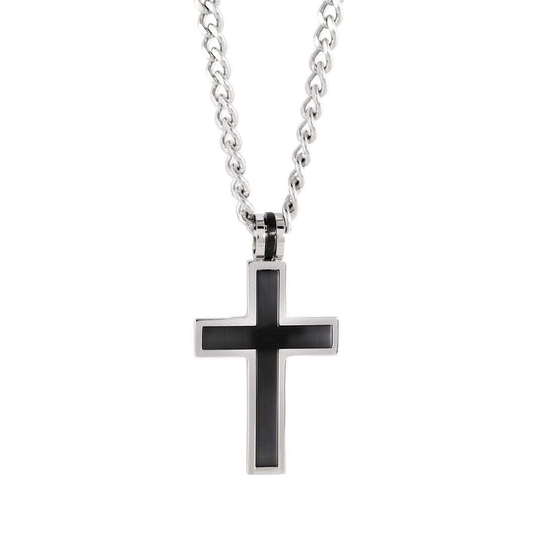 Matte' Black Stainless Steel Cross Necklace