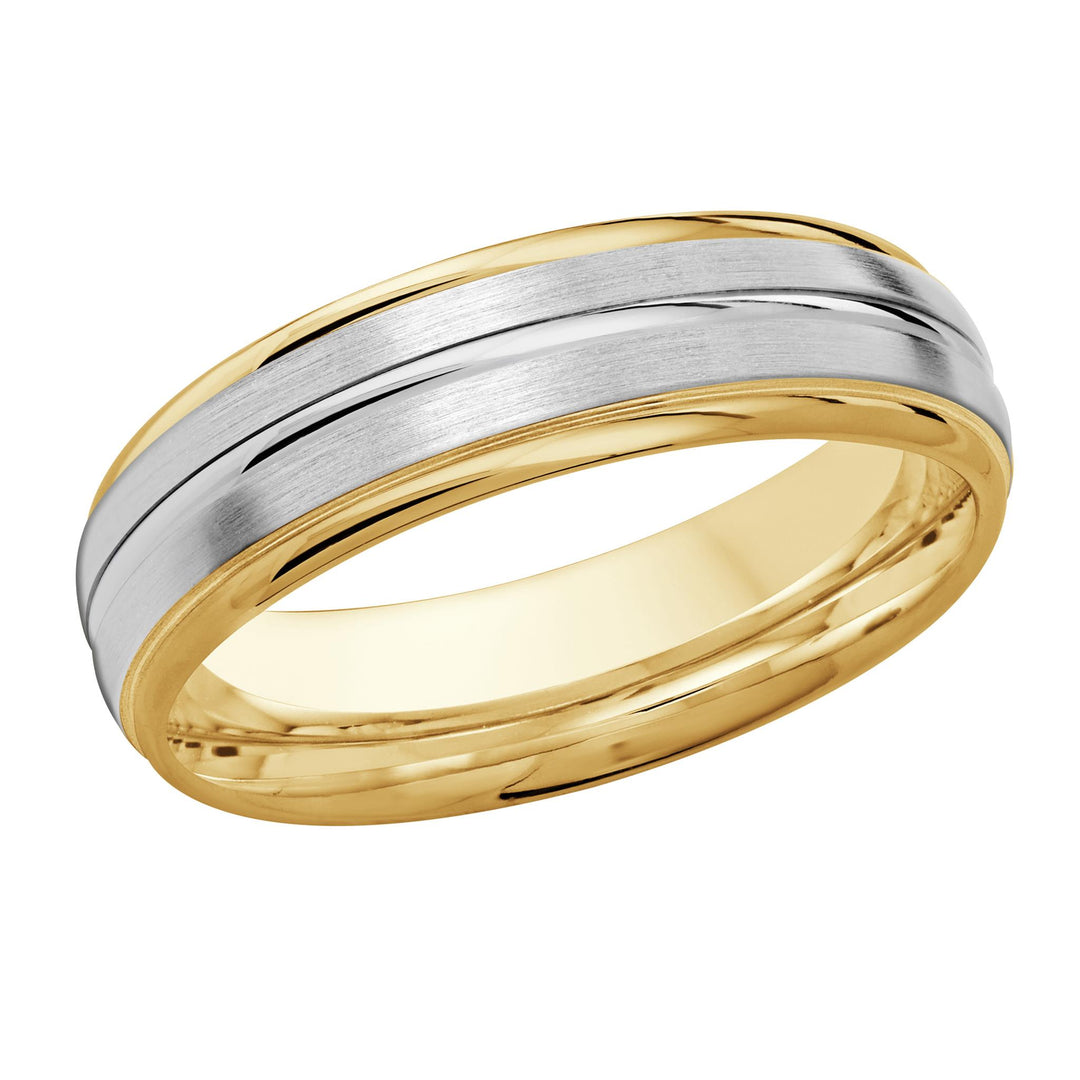 Men's 10K Yellow & White Gold Domed Band with Satin Finish