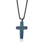 Load image into Gallery viewer, Matte&#39; Blue Stainless Steel Cross Necklace
