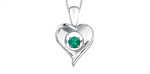 Load image into Gallery viewer, Sterling Silver Gold Heart Emerald Dancing Stone Pendant Necklace