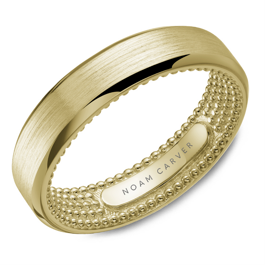 Men's Yellow Gold Bevel Band with Satin Finish