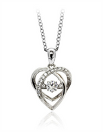 Load image into Gallery viewer, Sterling Silver White Heart CZ Dancing Stone Pendant Necklace

PENDA
