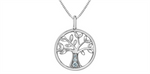 Load image into Gallery viewer, White Sterling Silver Family Tree Polished Pendant Necklace

PENDANT