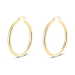 Load image into Gallery viewer, Yellow Sterling Silver Round Tube Polished Medium Hoop Earrings
Earri