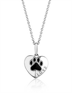 Load image into Gallery viewer, Sterling Silver White Dog Paw Heart Polished Pendant Necklace

PENDA
