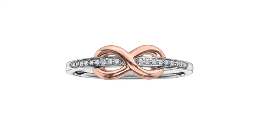 Lady's 10K Rose & White Gold Infinity Diamond Ring