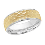 Load image into Gallery viewer, Men&#39;s 10K White &amp; Yellow Gold Stepped Down Edges Band with Hammered Finish
