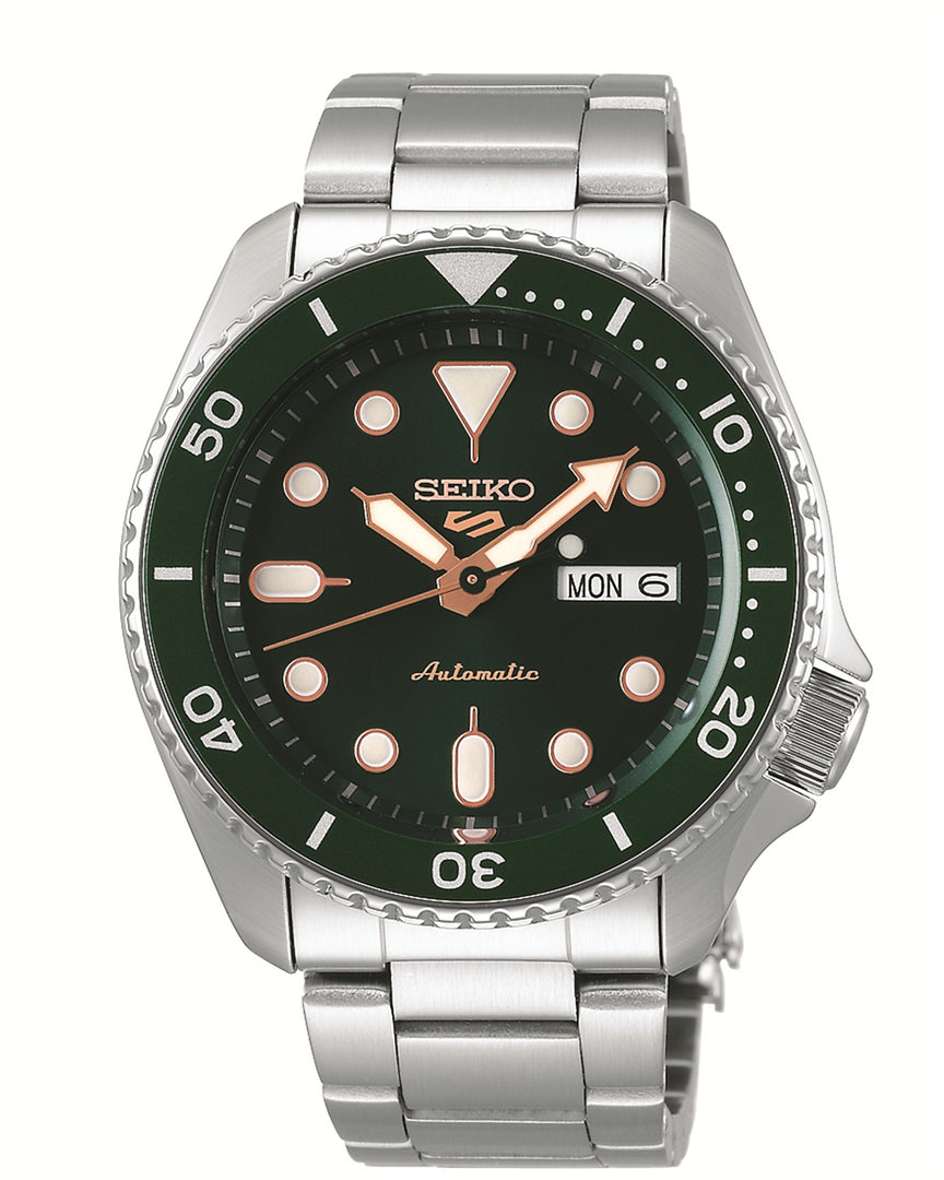 SEIKO5 Men's Stainless Steel Automatic Sport Watch with Green Dial