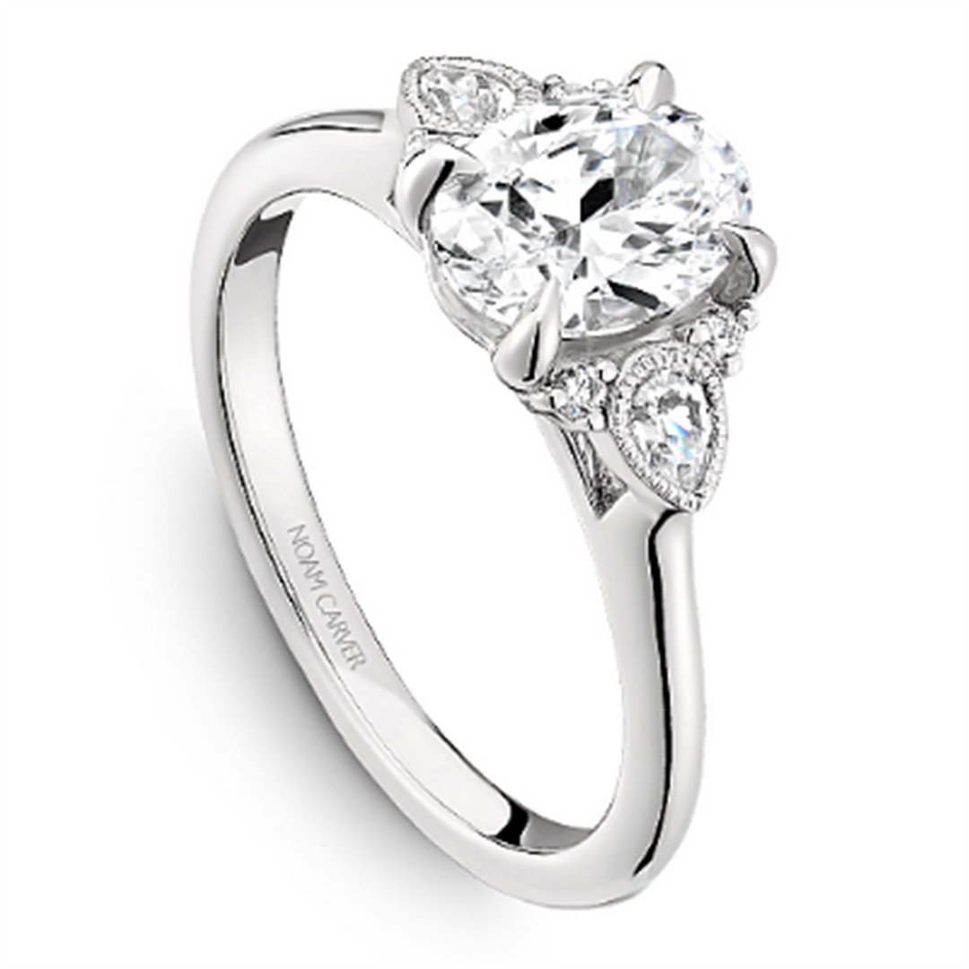 White Gold Floral Diamond Semi-Mount