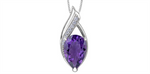 Load image into Gallery viewer, 10K White Gold Polished Amethyst Diamonds Pendant Necklace

PENDANT