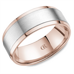 Load image into Gallery viewer, Men's Rose &amp; White Gold Bevel Band with Sandpaper Finish 
Top Width: