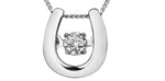 Load image into Gallery viewer, 10K Yellow Gold Diamond Horseshoe Dancing Stone Pendant Necklace
