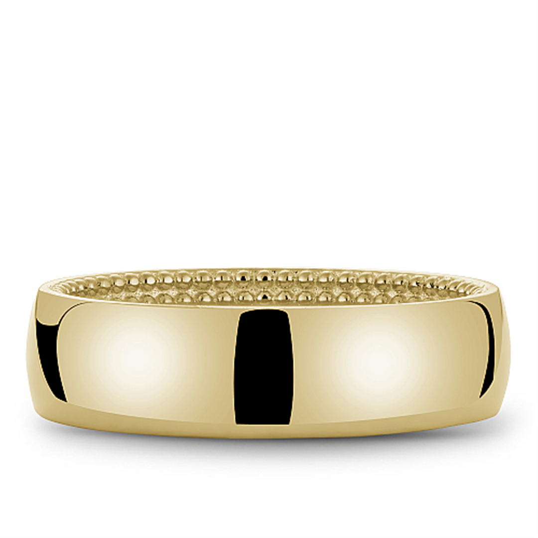 Men's Yellow Gold Domed Band with Polished Finish 
Top Width: 6.5 mm