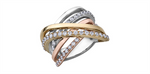Load image into Gallery viewer, Lady&#39;s 10K Tri-Colour Gold Geometric Diamond Ring 
Total Diamonds: 1
