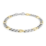 Load image into Gallery viewer, Two-Tone Stainless Steel Figaro Bracelet 
Length: 7.25&quot;
Width: 6mm
