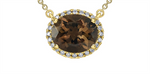 Load image into Gallery viewer, 10K Yellow Gold Halo Polished Smokey Topaz Diamonds Pendant Necklace