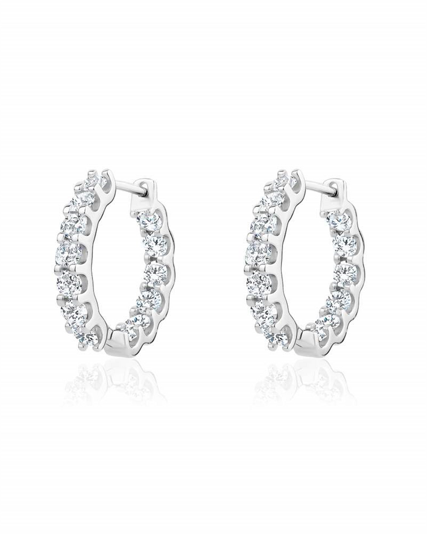 White Sterling Silver Moissanites Medium Hoop Earrings
Earring Length