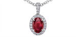 Load image into Gallery viewer, 10K White Gold Halo Ruby Diamonds Pendant Necklace
