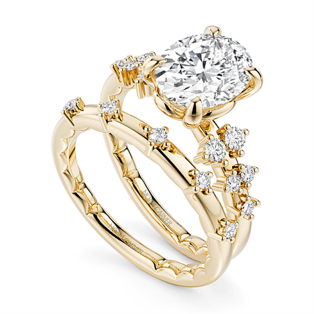 14K Yellow Gold Side Stones Diamond Engagement Ring Semi-Mount
Fits C