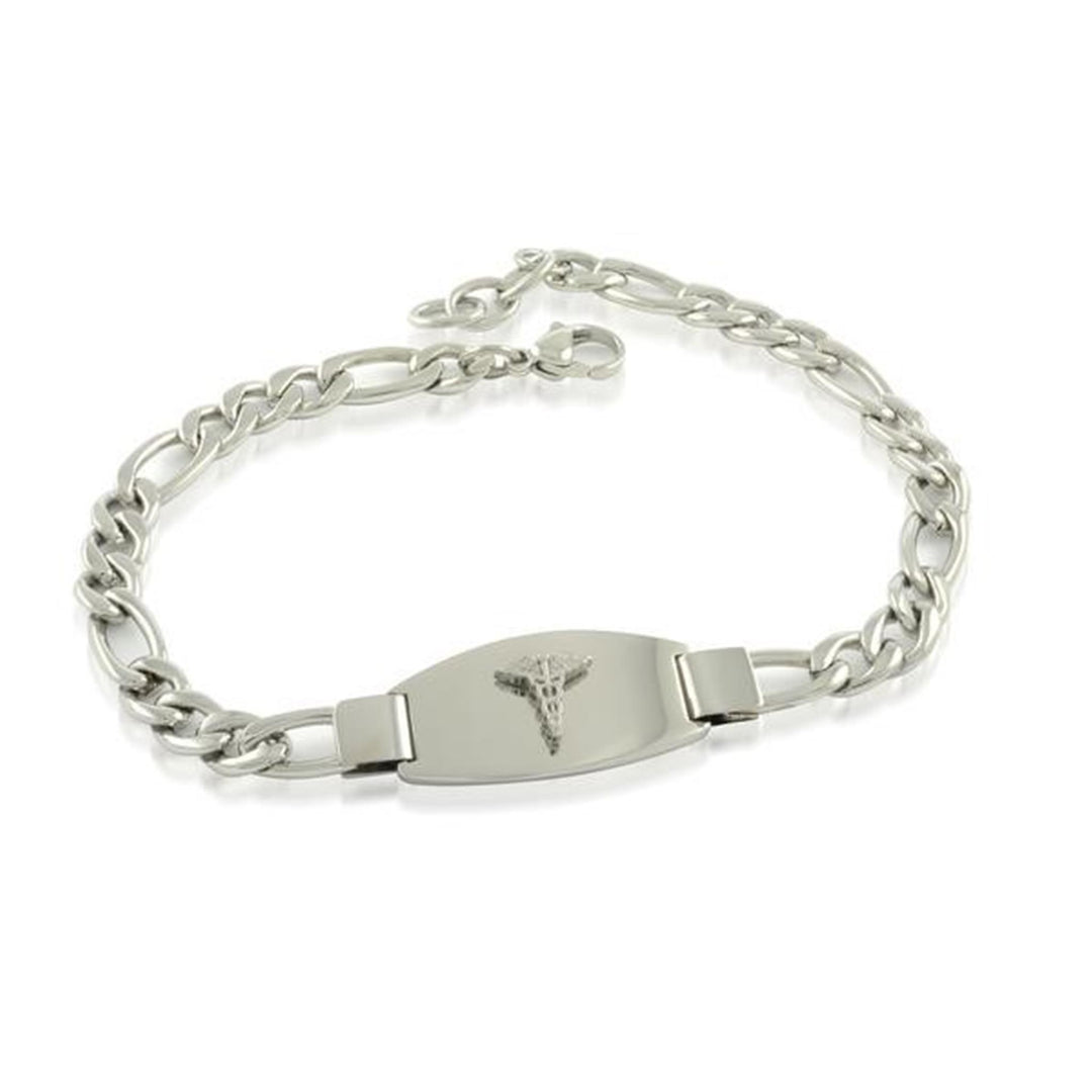 Stainless Steel Medical Alert Figaro Bracelet 
Length: 8"