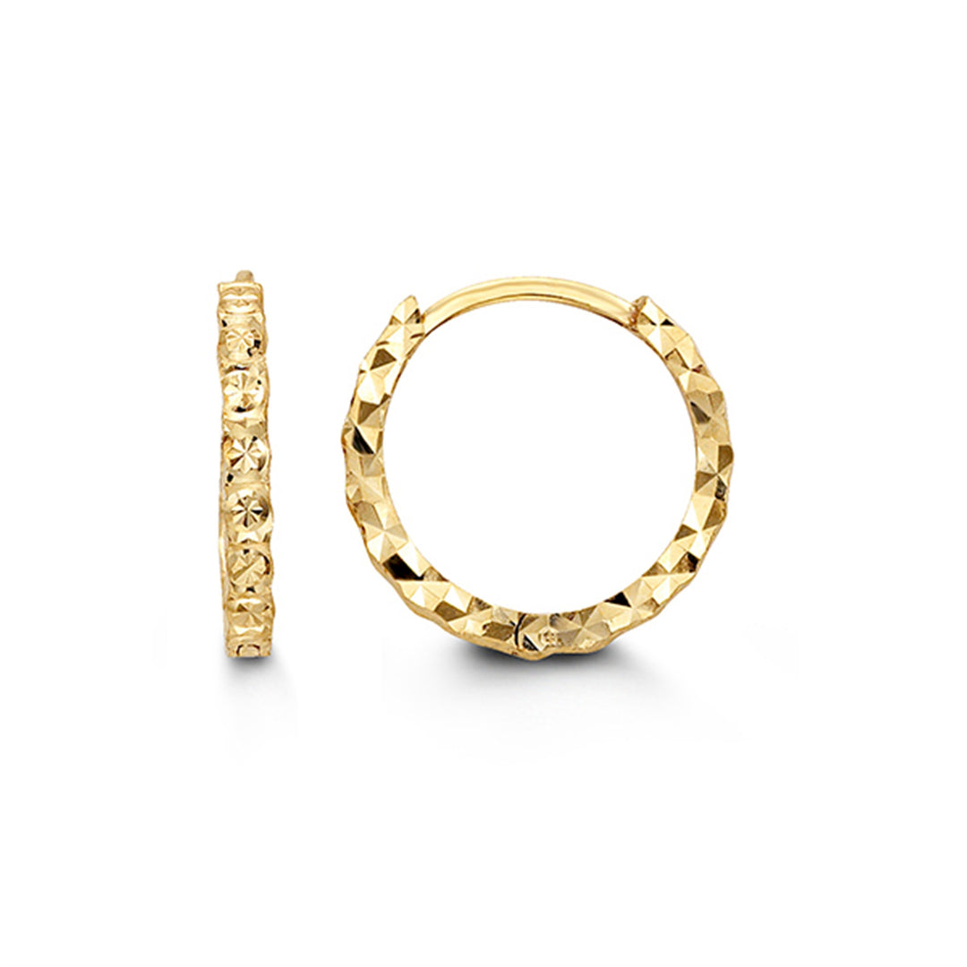 10K Yellow Gold Diamond Cut Huggie Earrings
Collection: Huggies
Dime