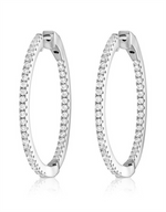 Load image into Gallery viewer, Sterling Silver White Round Polished Large Hoop Earrings with CZ
Full
