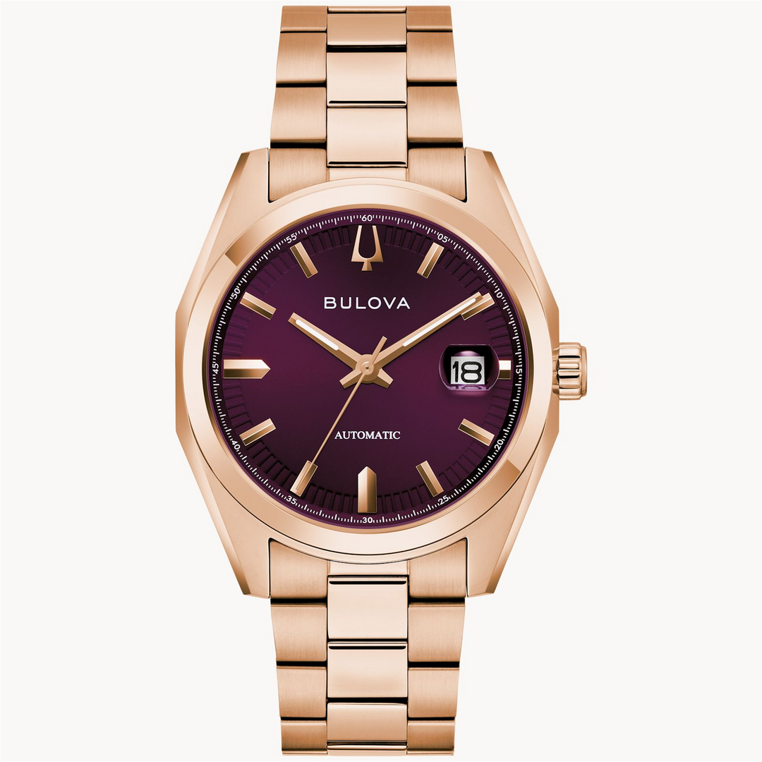 BULOVA Men's Stainless Steel Automatic Dress Watch with Purple Dial
C