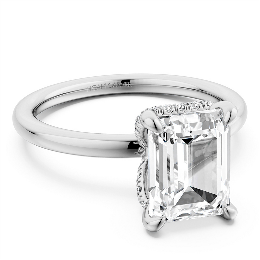 White Gold Hidden Halo Diamond Engagement Ring Semi-Mount
Fits Centre