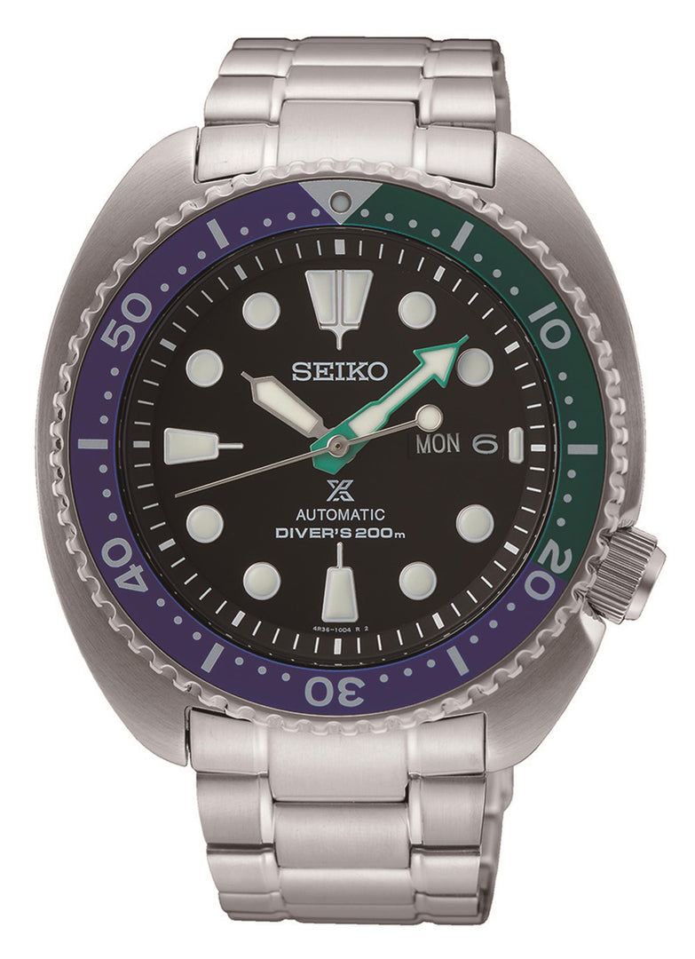 SEIKO Men's Stainless Steel Automatic Divers Watch with Black Dial