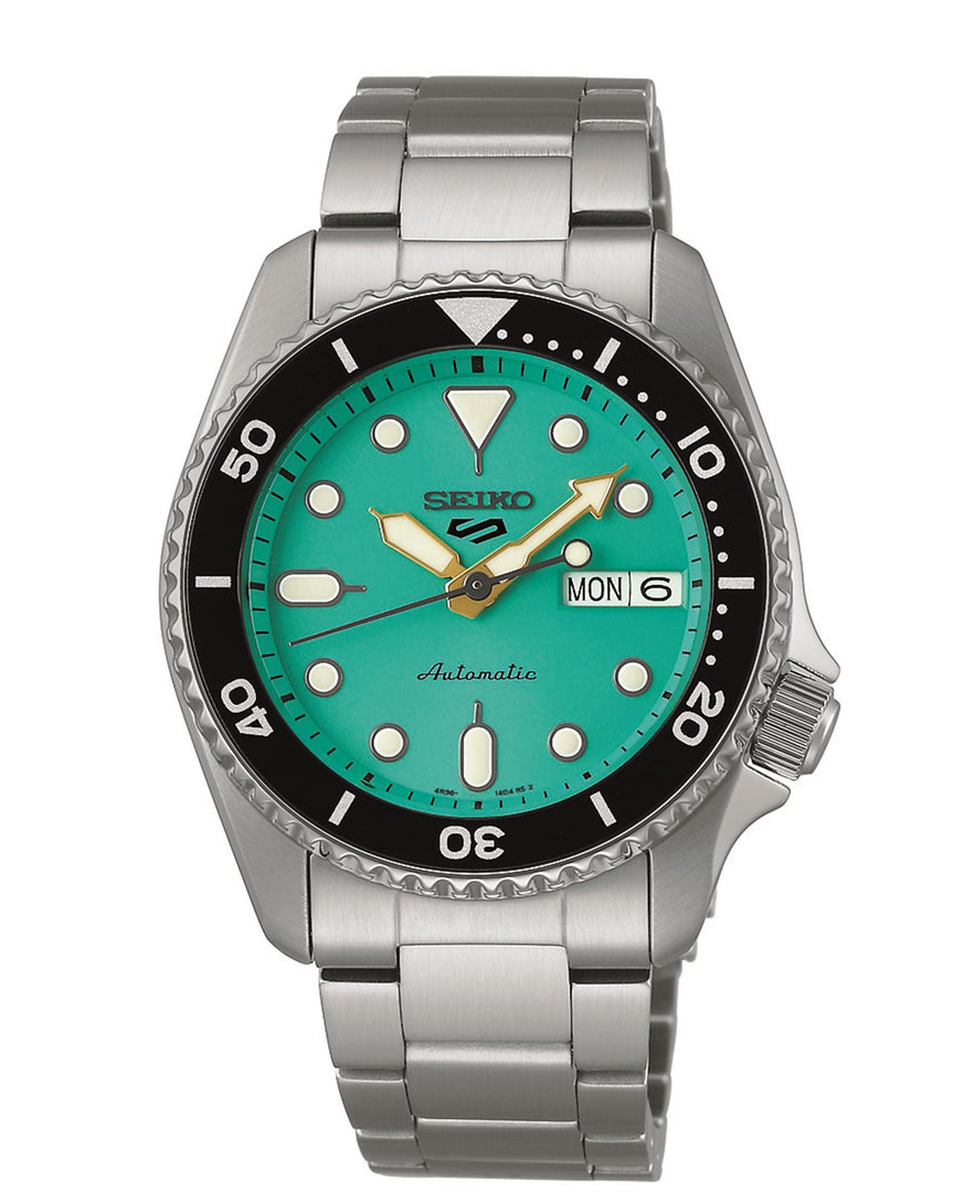 SEIKO5 Men s Stainless Steel Automatic Sport Watch with Teal Dial LEBE Jewellers