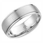 Load image into Gallery viewer, Men's White Gold Stepped Down Edges Band with Sandpaper Finish 
Top W