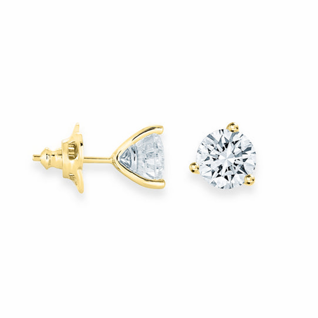 Yellow Gold Vermeil Sterling Silver Cubic Zirconiums Round Polished St