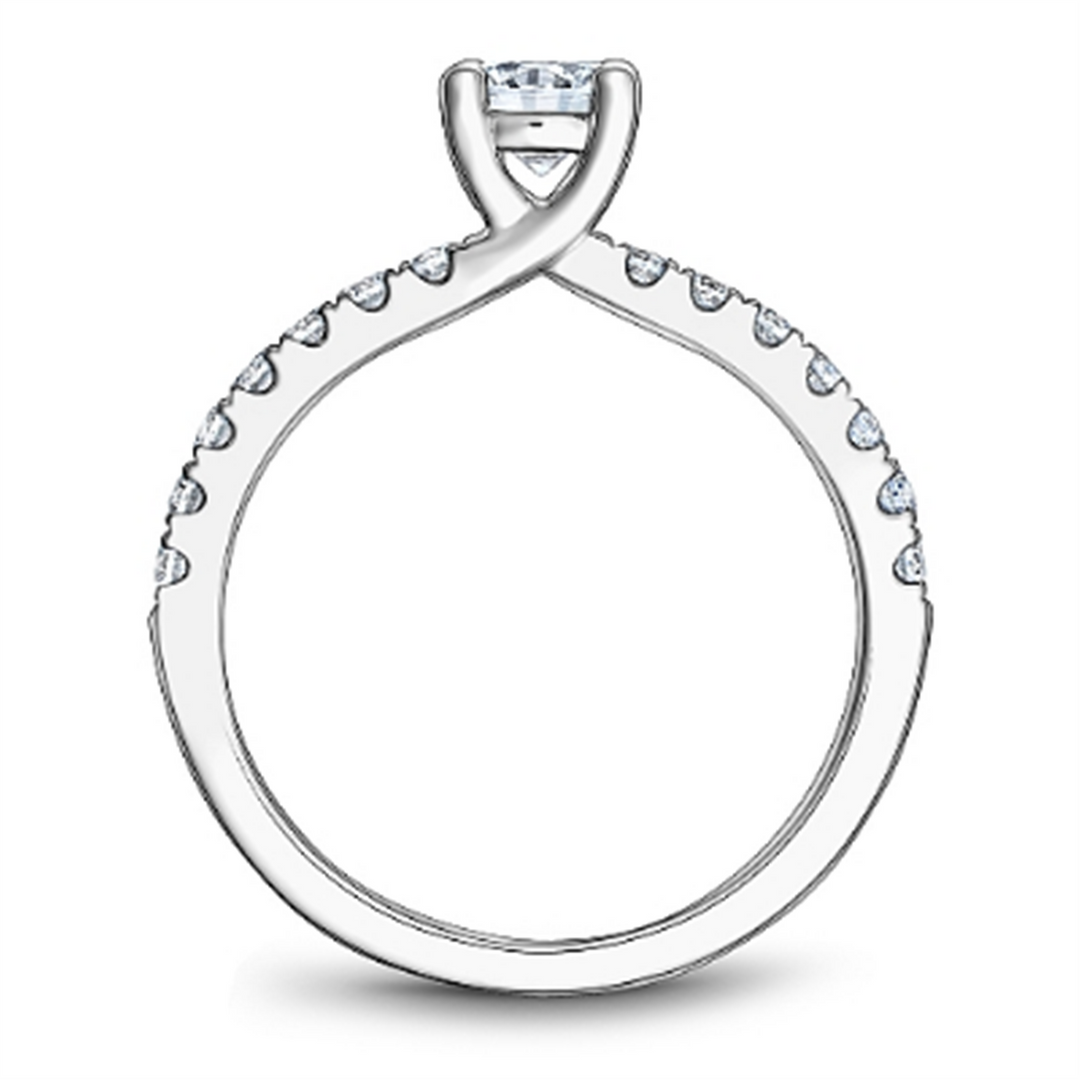 14K White Gold Side Stones Round Diamond Engagement Ring