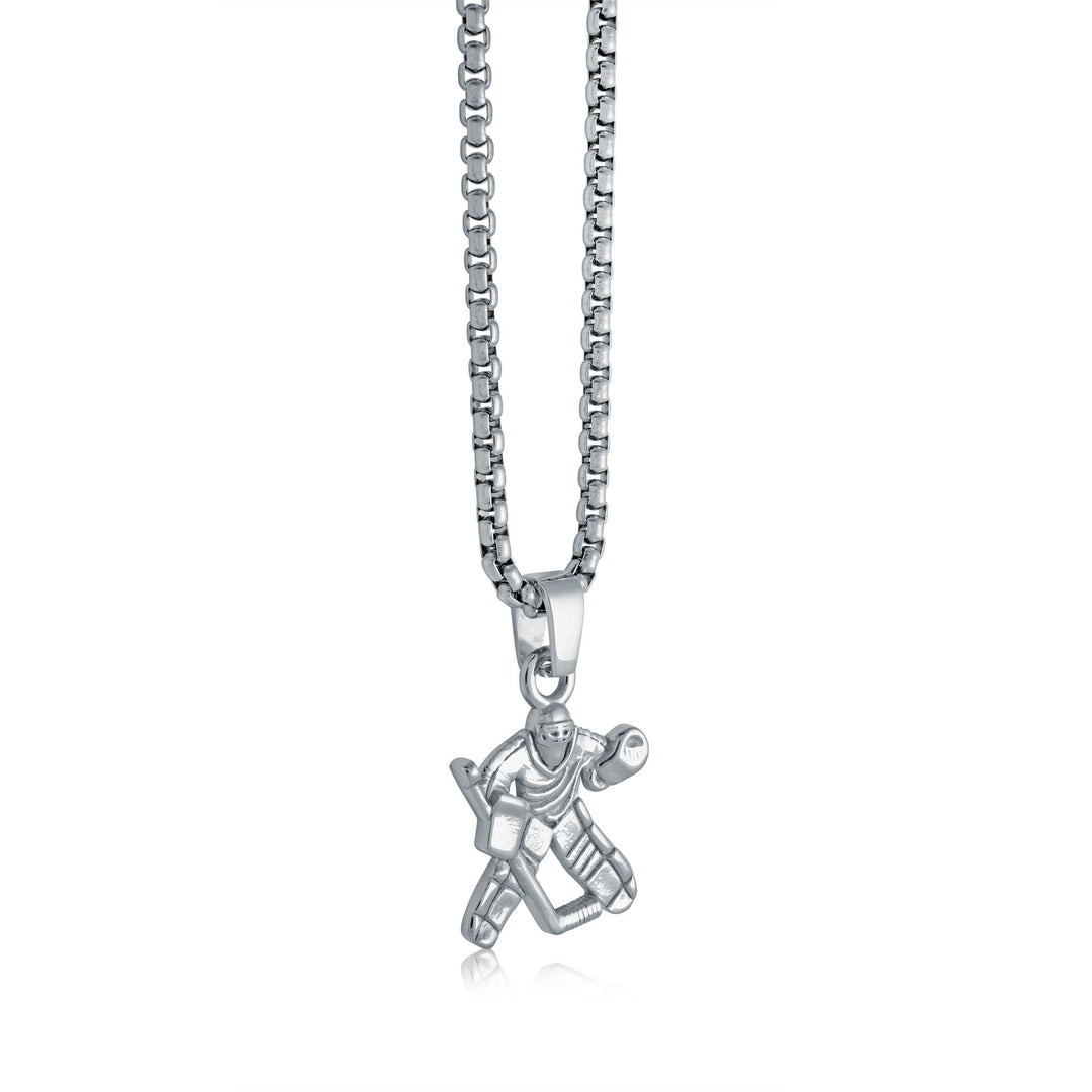 Polished Stainless Steel Hockey Goalie Necklace