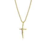 Load image into Gallery viewer, Polished Gold Stainless Steel Crucifix Religious Pendant Necklace
