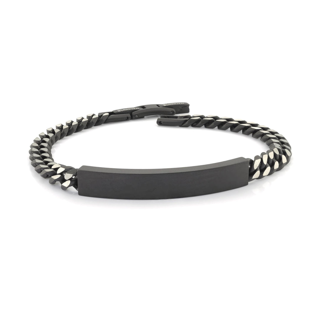 Black Stainless Steel ID Curb Bracelet 
Length: 8" + 0.5"