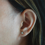 Load image into Gallery viewer, 10K Yellow Gold Lotus Polished Stud Earrings with CZ 
 
Dimensions: