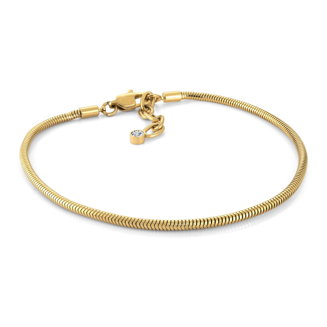 Gold Stainless Steel Snake Anklet 
Length: 9" + 1"
Width: 2.6mm
Fin