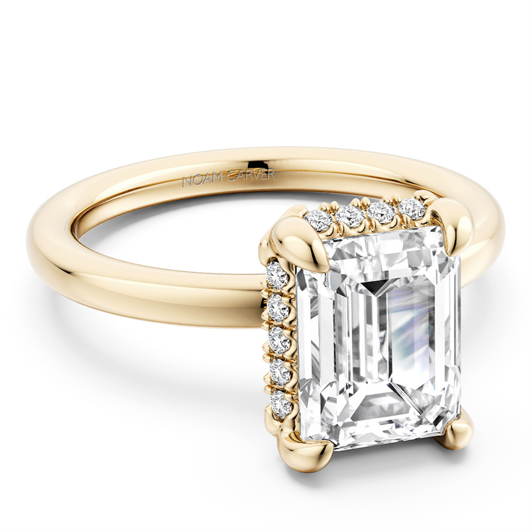 14K Yellow Gold Hidden Halo Diamond Engagement Ring Semi-Mount
Fits C